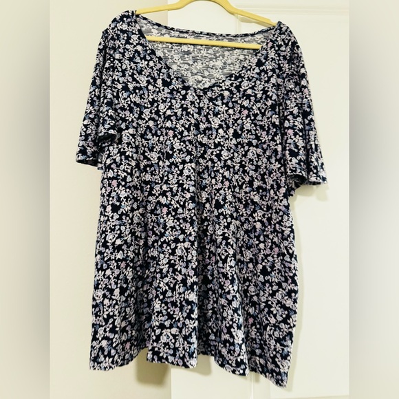 Lane Bryant Floral V-Neck Blouse - Black and White - Picture 6 of 8